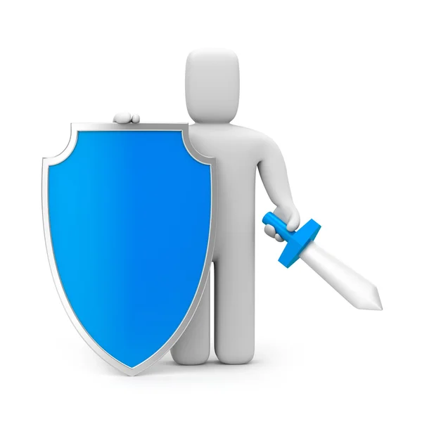 Person hold shield and sword — Stock Photo, Image