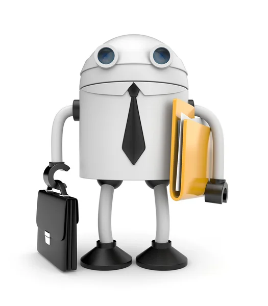 Робот-бизнесмен с папкой — стоковое фото