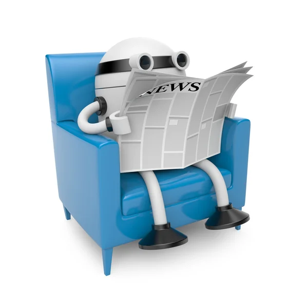 Robô ler jornal — Fotografia de Stock
