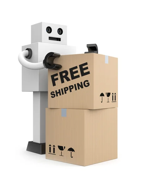 Robot con cajas de cartón —  Fotos de Stock