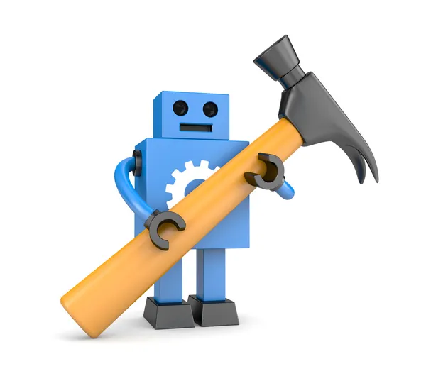 Robot con martillo — Foto de Stock
