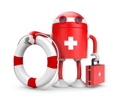 Robot with lifebuoy clipart