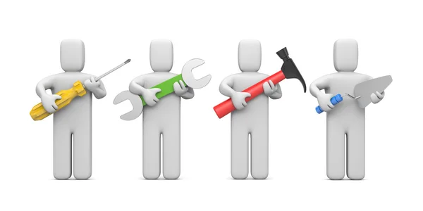 Workers with tools. Image contain clipping path — Stock Photo, Image