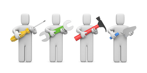 Workers with tools. Image contain clipping path