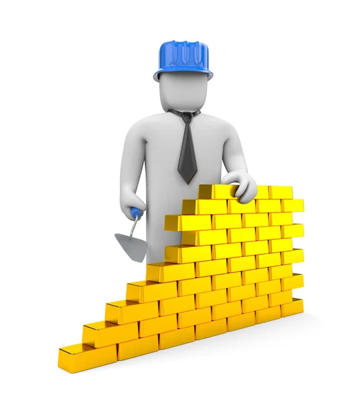 Wall from gold bricks — Stock Photo, Image