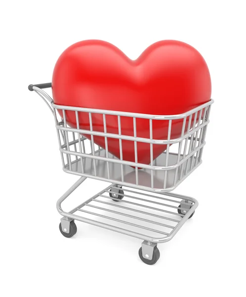 Carrinho de compras com coração — Fotografia de Stock