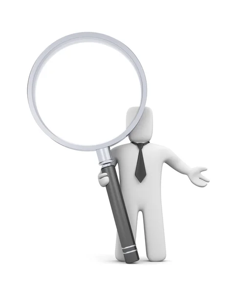 3d businessman with magnify glass (add you graphics on magnify glass) — Stock Photo, Image