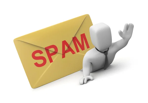 3d businessman crushed by spam — Stock Photo, Image