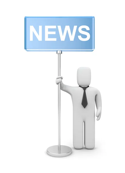 3d person with news banner — Stock Photo, Image