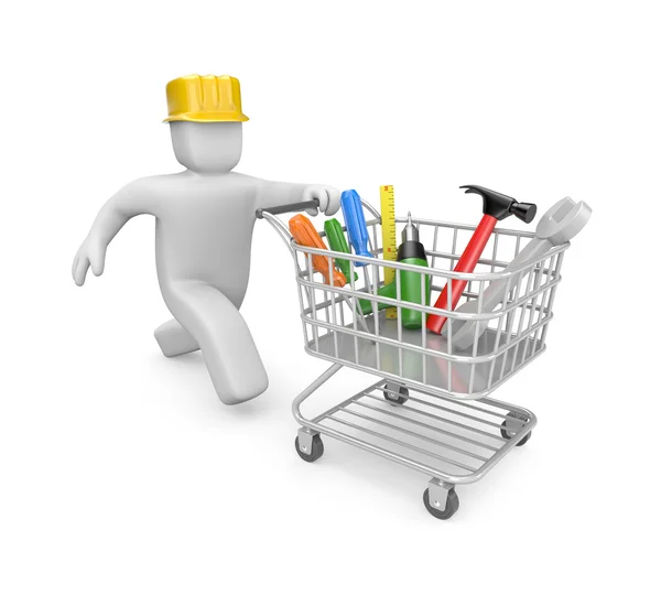 Shopping cart filled by tools — Stock Photo, Image