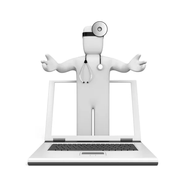 3d human character. Doctor for you computer — Stock Photo, Image