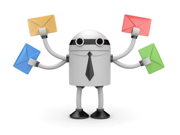 Roboter mit E-Mails — Stockfoto