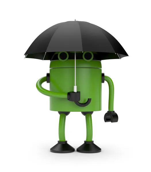 Robot i parasol — Zdjęcie stockowe