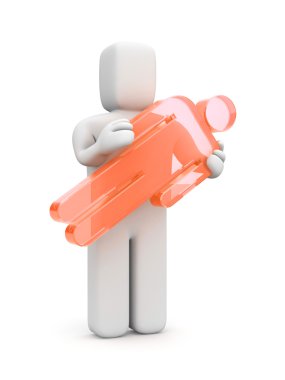 3d person carry glass silhouette of
