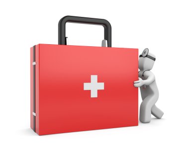 Medic with first aid kit clipart