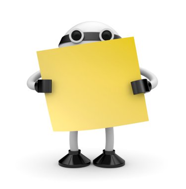 Robot with sticky note clipart