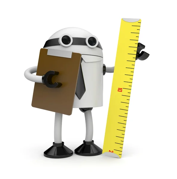 Robot met Klembord en liniaal. inspecteur — Stockfoto