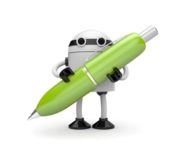 Robot med penna — Stockfoto