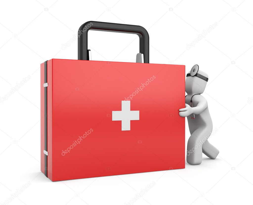 Medic with first aid kit