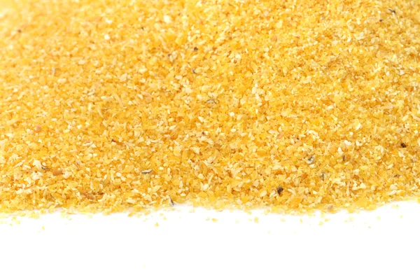 Yellow corn flour on white background — Stock Photo, Image