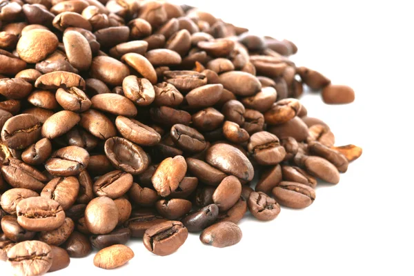 Whole coffee beans on white background — Stock Photo, Image