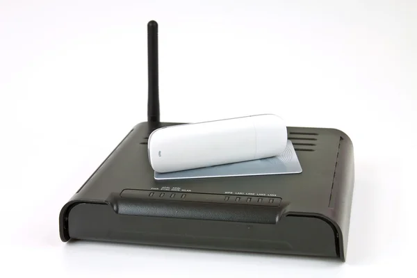 ADSL-modem en wireless — Stockfoto