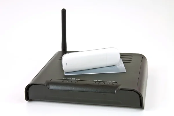 Modem ADSL e wireless — Fotografia de Stock