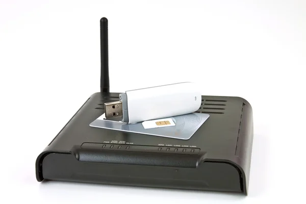 Modem ADSL e wireless — Fotografia de Stock