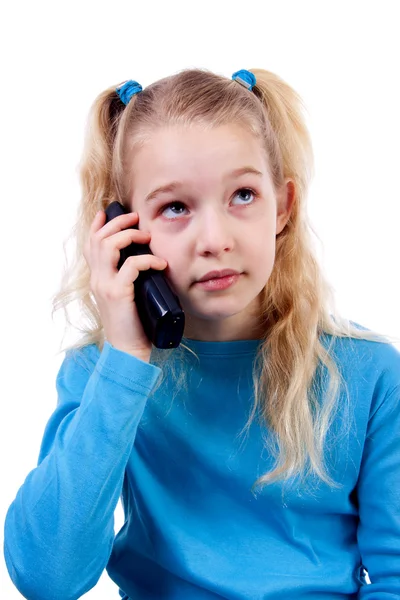 Κορίτσι καλεί το τηλέφωνο — Φωτογραφία Αρχείου