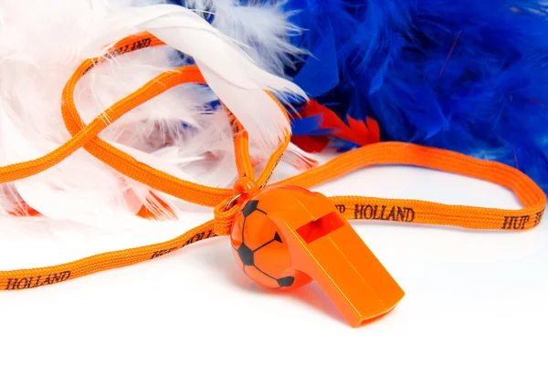 足球球配件的形状中，荷兰的橙色长笛 — 图库照片