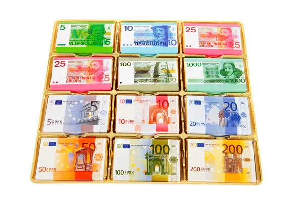 Chocolate Dutch currency — Stock Photo, Image