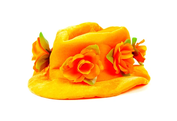 Büyük çiçekler ile turuncu şapka — Stok fotoğraf