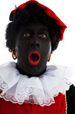 Portrait of surprised Zwarte piet ( black pete) clipart