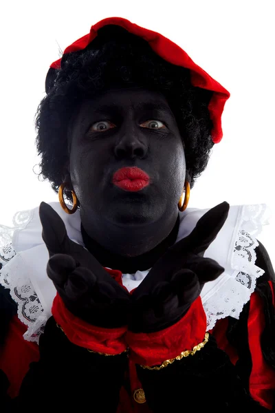 Retrato de beijar Zwarte piet (preto pete ) — Fotografia de Stock
