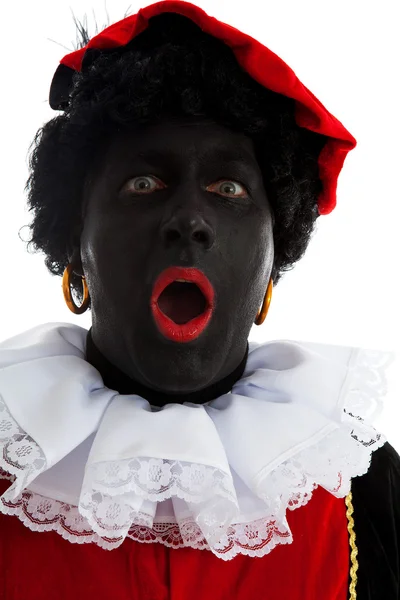 Portrait of surprised Zwarte piet ( black pete) — Stock Photo, Image