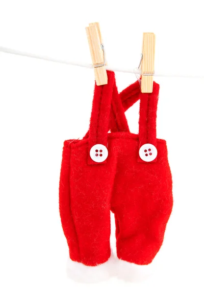 Pants of Santa hanging at the clothesline — Stock Photo, Image