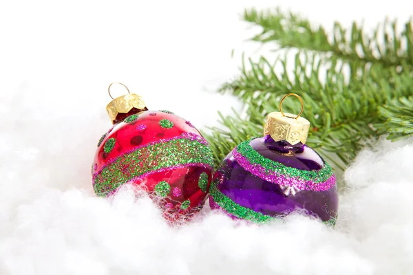 Kleurrijke Glitter Kerstballen — Stockfoto