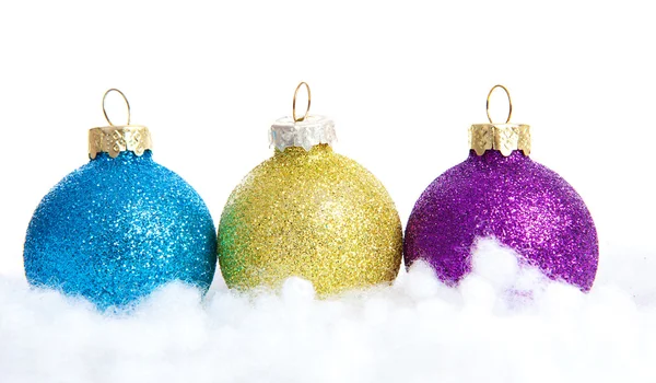 Färgglada glitter julbollar — Stockfoto