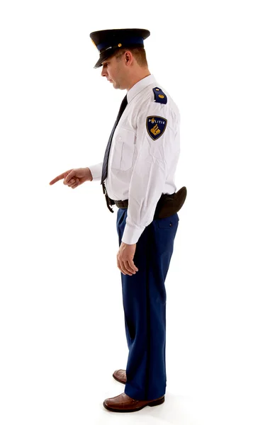 Dutch police officer gives a scolding — Stock Photo, Image