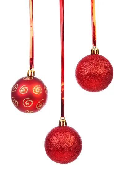 Drie opknoping van de kerstballen — Stockfoto