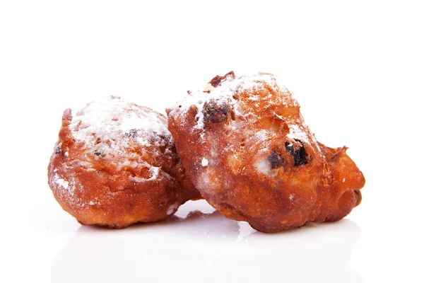 Dva holandské kobliha také známý jako oliebollen — Stock fotografie