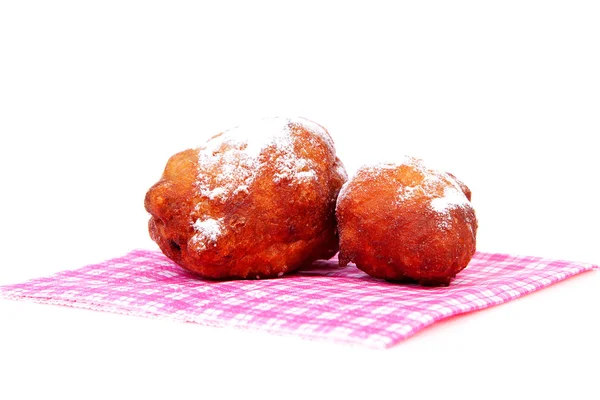 Dois donuts holandeses também conhecidos como oliebollen — Fotografia de Stock