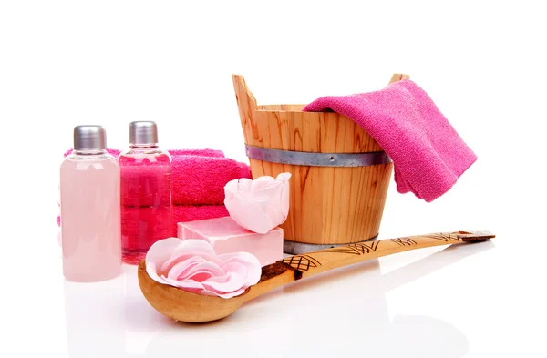 Accessori rosa per spa o sauna — Foto Stock