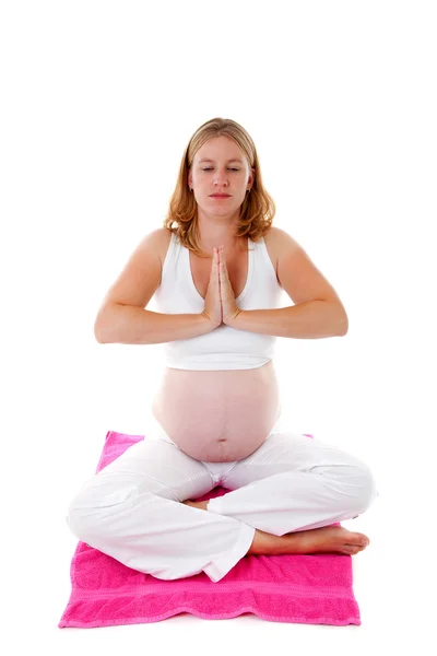 Kvinnan gör meditativa graviditet yoga — Stockfoto