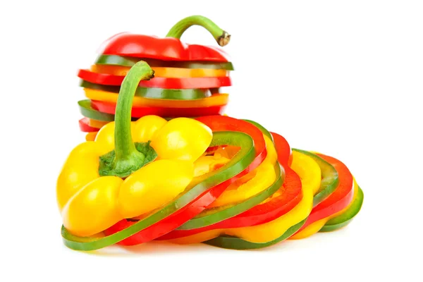 Paprika i blandade färgglada skivor — Stockfoto