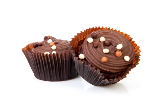 Two delicious chocolate cupcakes — Stock Photo, Image
