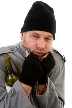 Boş şişe soğuk evsiz serseri