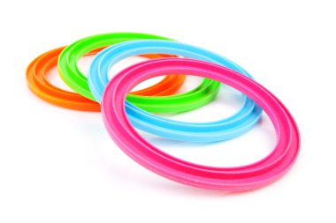 Four colorful plastic rings clipart