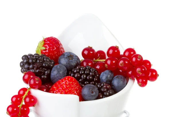 Francouzské hranolky sáček naplněný zdravé ovoce — Stock fotografie