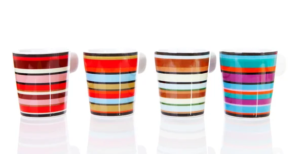 Чотири барвисті чашки кави — стокове фото